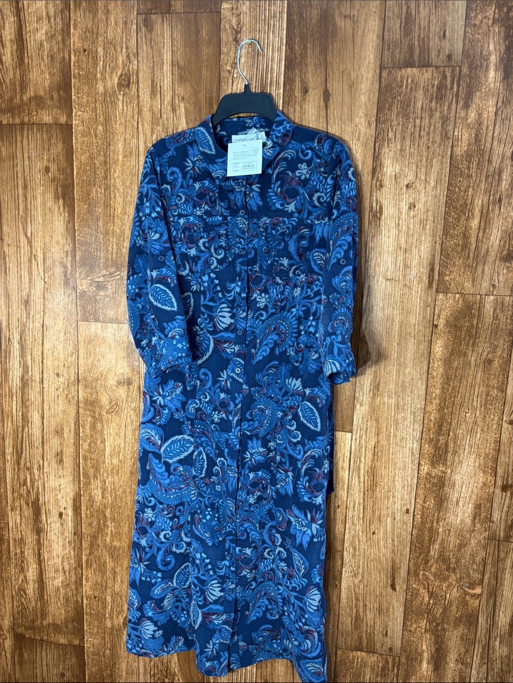 NWT Croft & barrow Blue Paisley Midi Shirt Dress